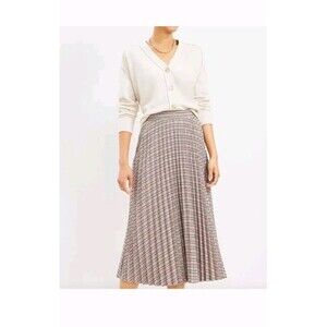 New LOFT Multi Color Plaid Pleated Skirt Preppy Academia Womens Size 4